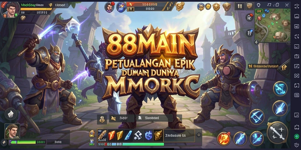 Tampilan screenshot 88MAIN menunjukkan aksi gameplay MMORPG yang seru.