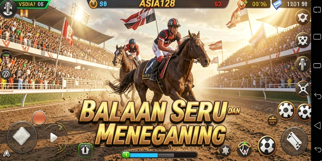 Tampilan balapan seru di ASIA128 dengan mobil cepat.