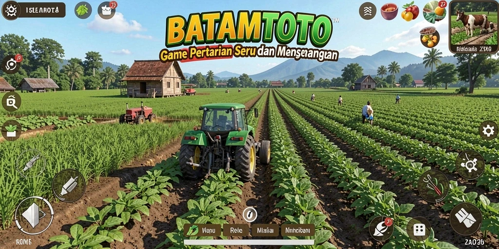 Screenshot utama BATAMTOTO menunjukkan aksi seru dalam bertani.