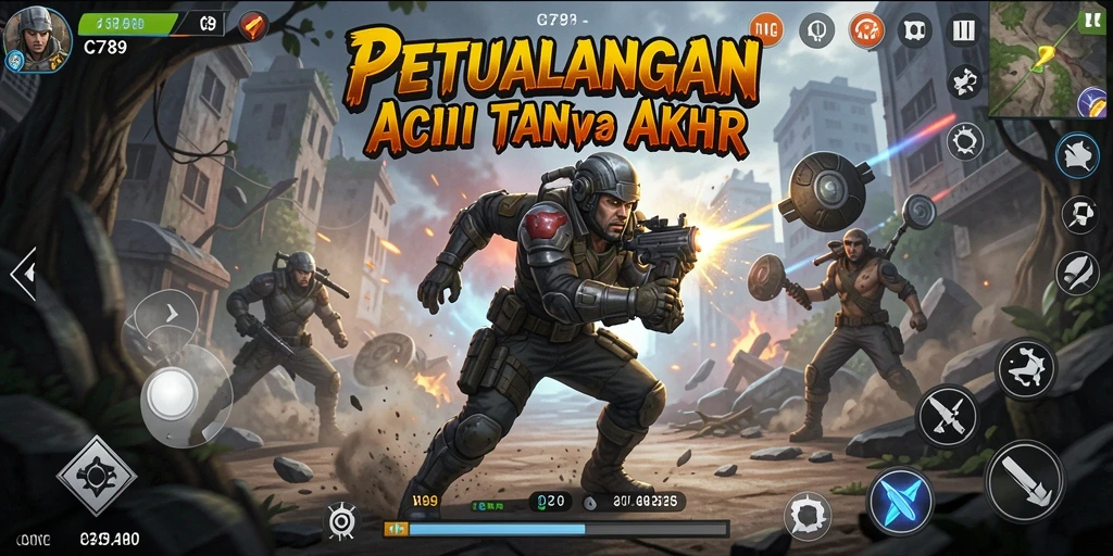 Tangkapan layar C789 menampilkan aksi bertempur intens di dalam game.