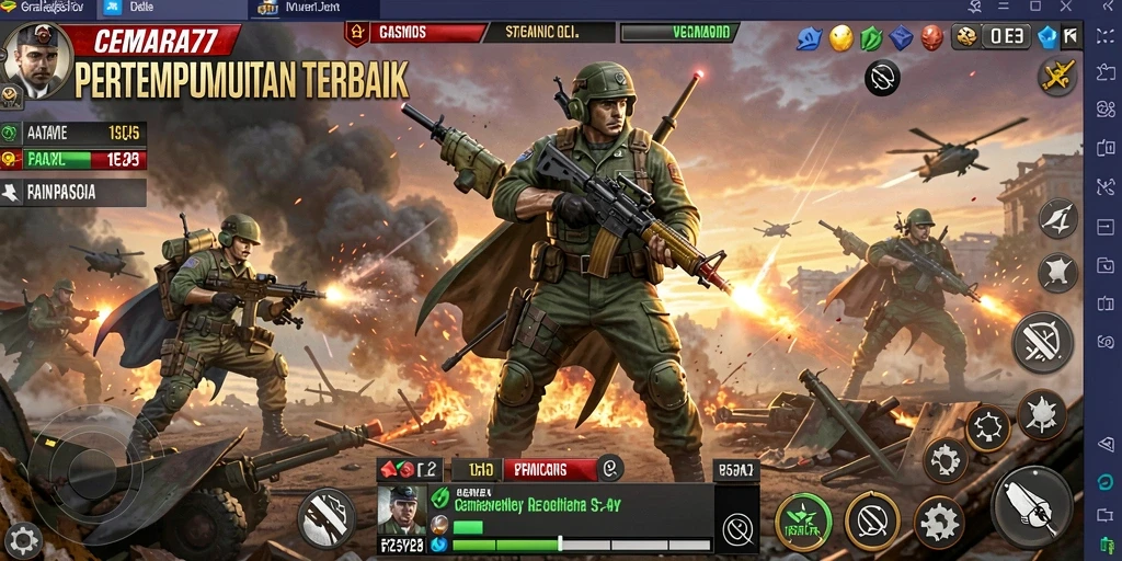 Tampilan gameplay mendebarkan dari CEMARA77 dalam pertempuran strategi.