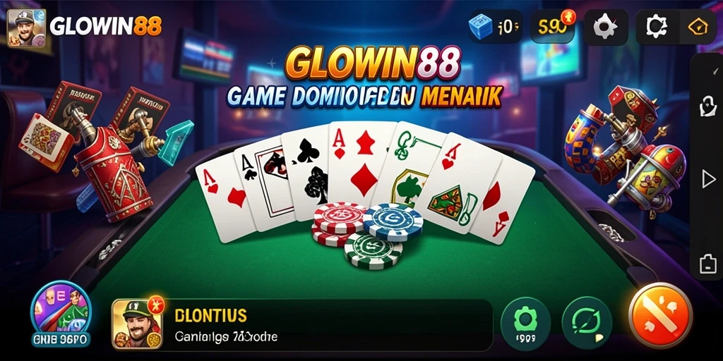 Screenshot utama GLOWIN88 menampilkan gameplay Domino yang mendebarkan.