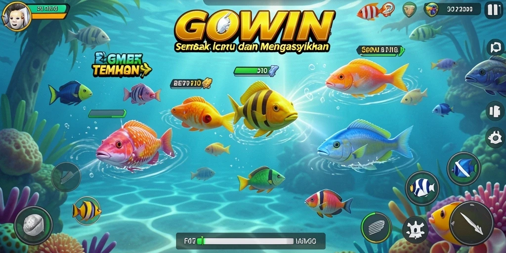Gameplay GOWIN menampilkan pengalaman seru menangkap ikan dengan grafik yang memukau.