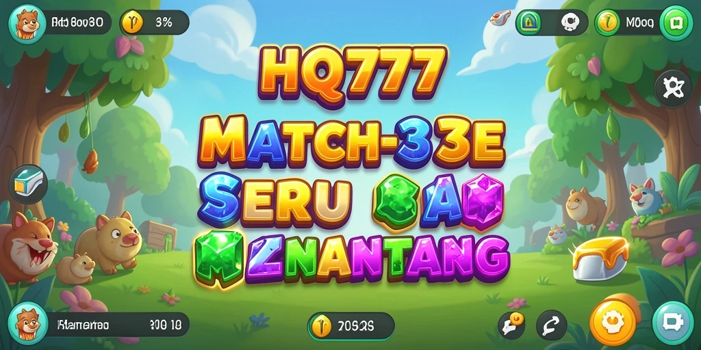 Gameplay seru HQ777 dengan tantangan Match-3.
