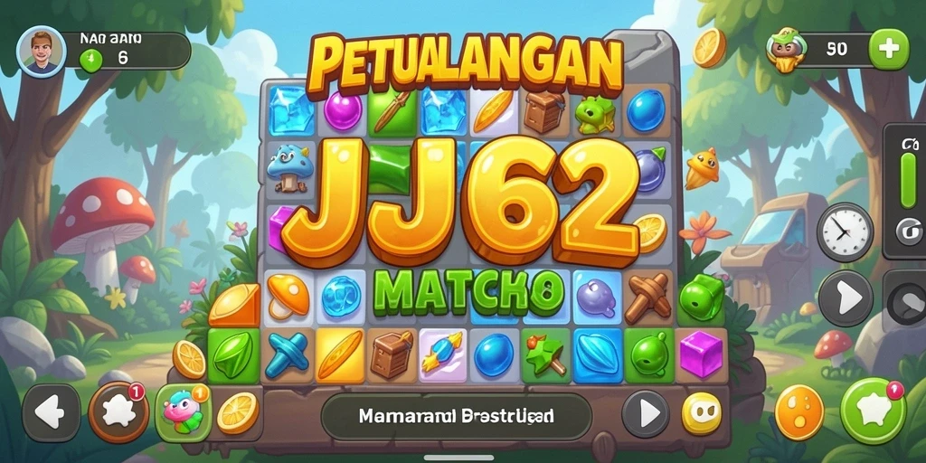 Tangkapan layar permainan JJ62 yang menampilkan aksi Match-3 yang seru.