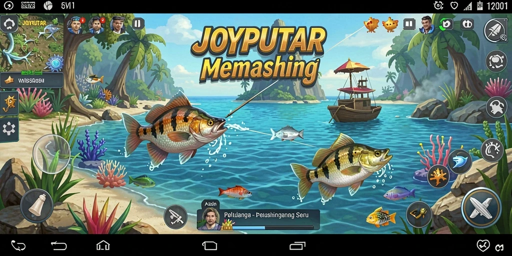 Screenshot utama JOYPUTAR menampilkan pengalaman gameplay memancing yang realistis.