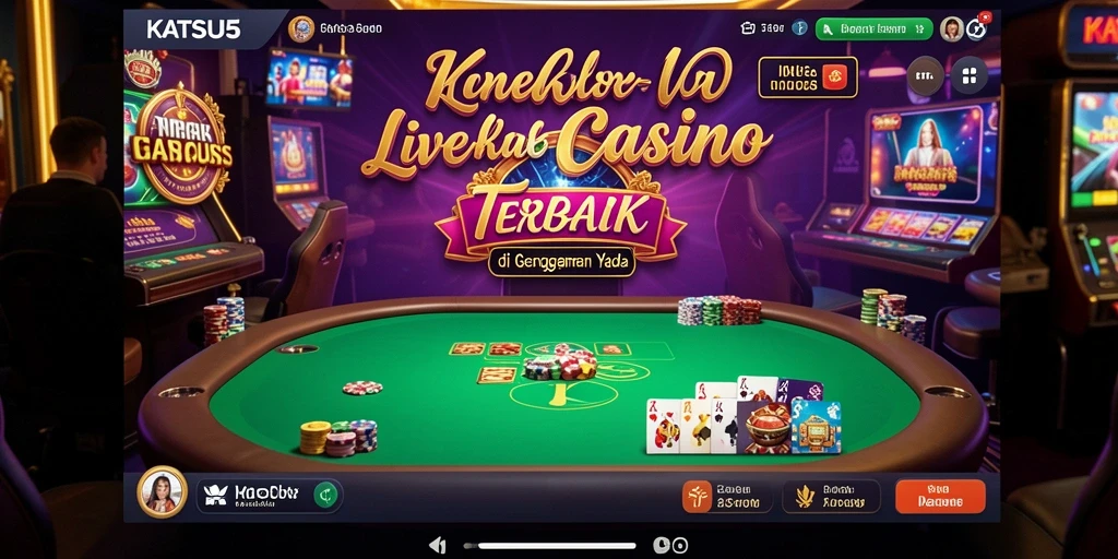 Screenshot gameplay KATSU5 menampilkan dealer dan pemain dalam suasana Live Casino.