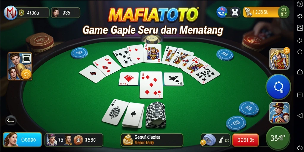 Screenshot gameplay MAFIATOTO yang menampilkan suasana seru permainan Gaple.
