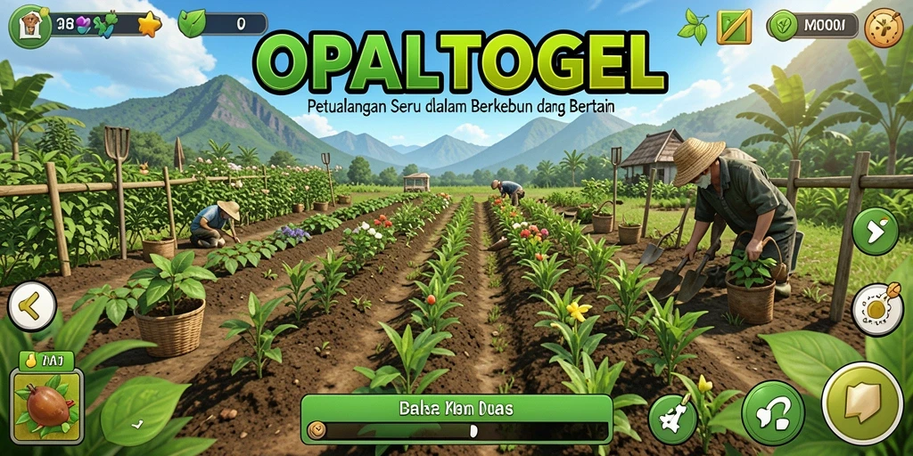 Screenshot gameplay OPALTOGEL yang menunjukkan keindahan kebun dan tanaman.
