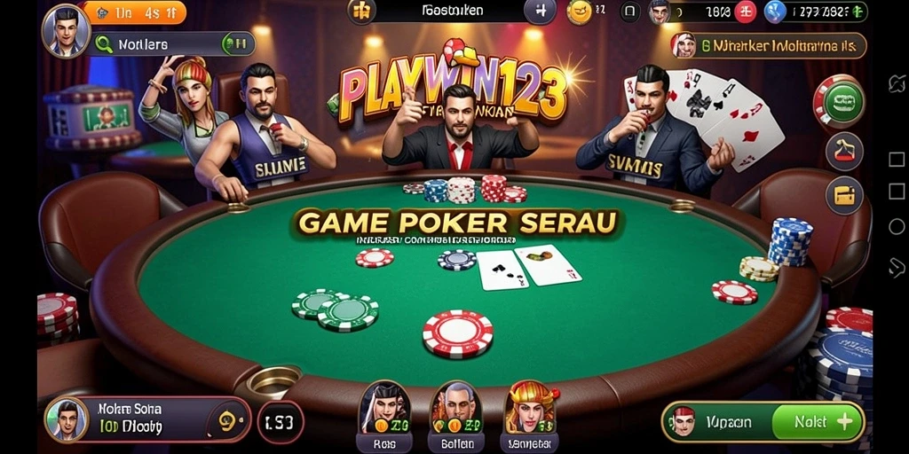 Tampilan gameplay seru dari aplikasi Poker PLAYWIN123.