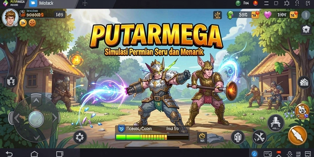 Tampilan gameplay PUTARMEGA yang dinamis dan menarik.