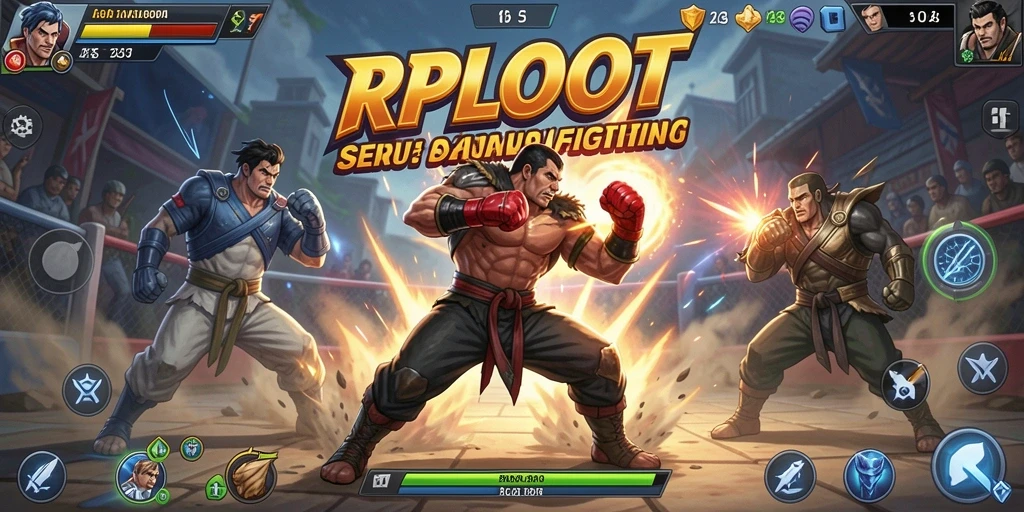 Screenshot RPLOOT menampilkan aksi pertarungan yang intens dan karakter yang kuat.