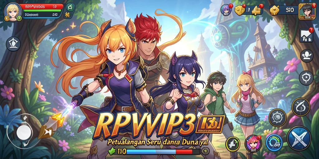 Tampilan gameplay RPVIP3 menampilkan aksi seru dan karakter menarik dari dunia Anime.
