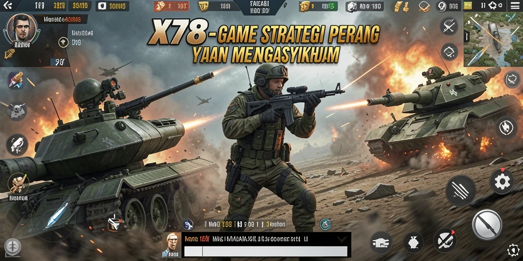 Tangkapan layar gameplay X78 menampilkan pertempuran seru di dunia SLG.